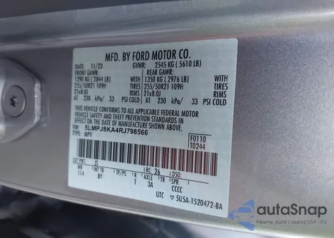 2024 Lincoln Nautilus Reserve from USA, damaged, VIN 5LMPJ8KA4RJ798566